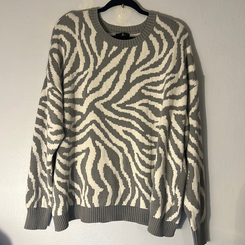 Jason Wu Zebra Print Sweater Cotton Blend Size La… - image 1
